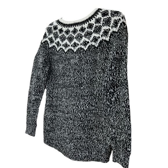 NWT Bass black off white fair isle Nordic soft sweater size small - Picture 6 of 8